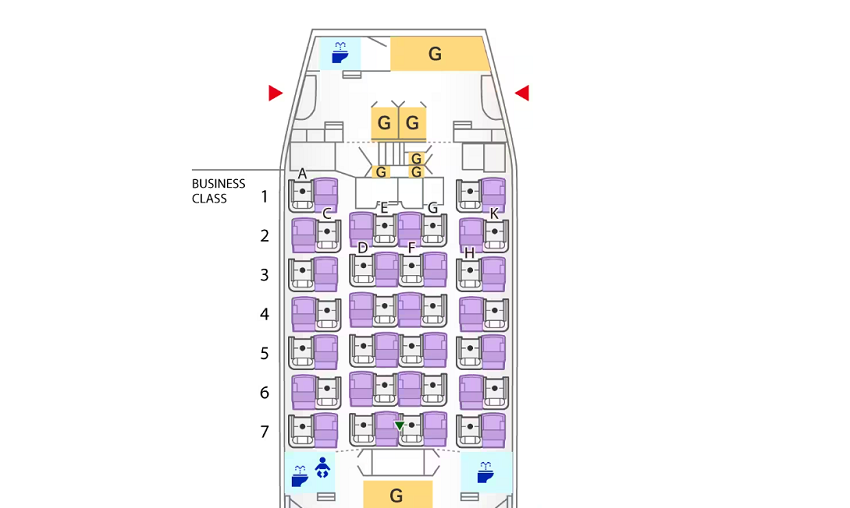 ANAビジネスクラス 羽田～ミュンヘン搭乗記　B787-9のビジネスクラス配置図