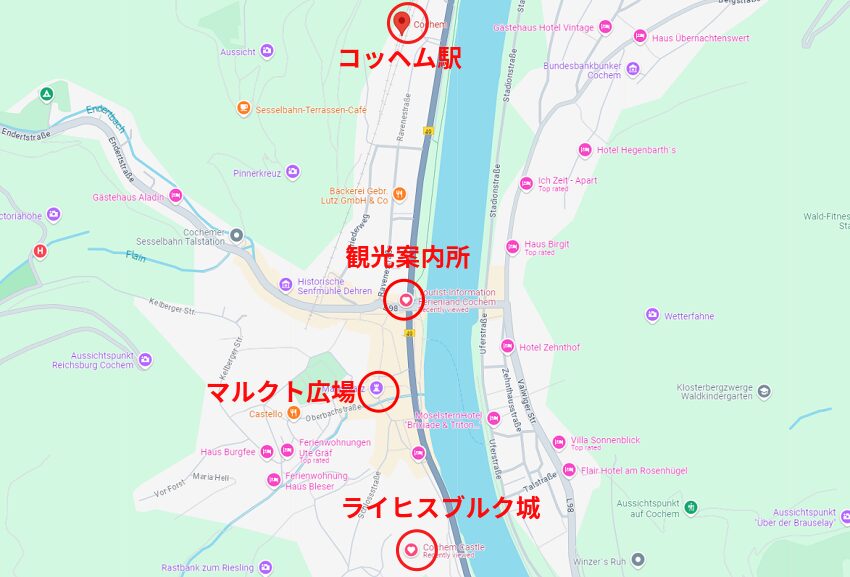 コッヘムの街の地図
