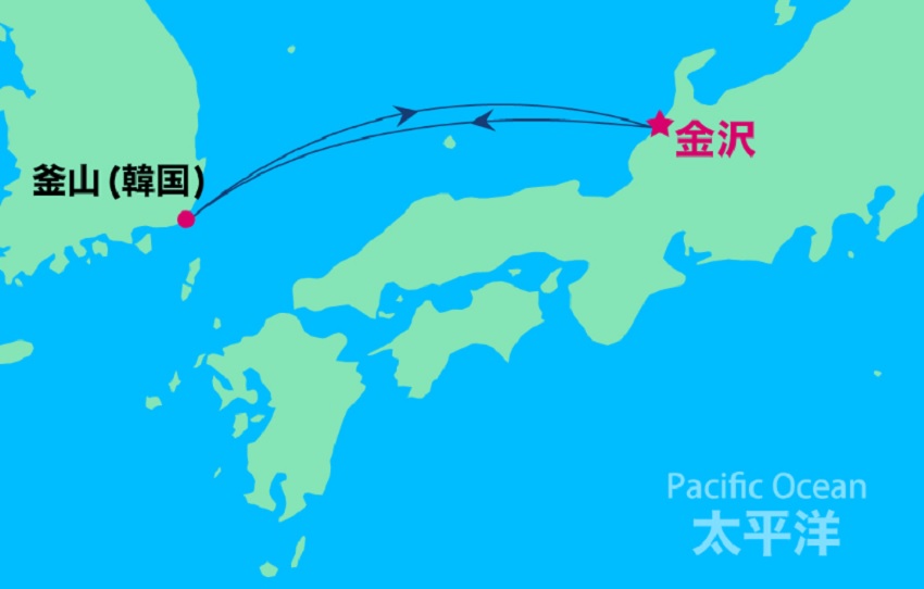 コスタセレーナ 2025年6月2日金沢出港クルーズの航路