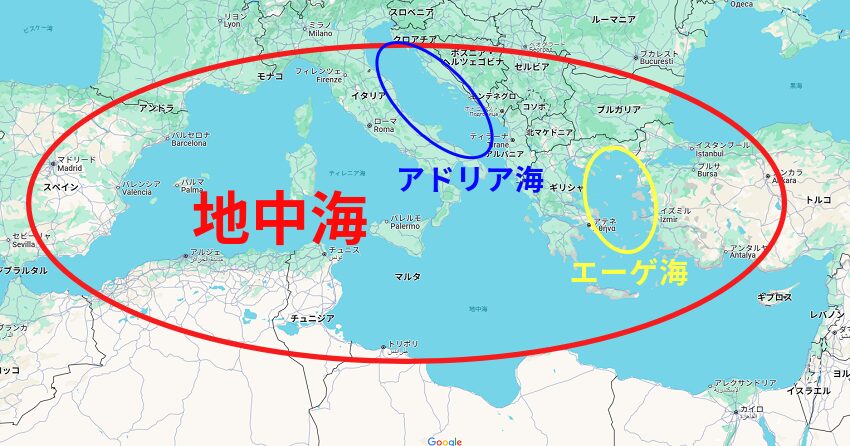 地中海の地図