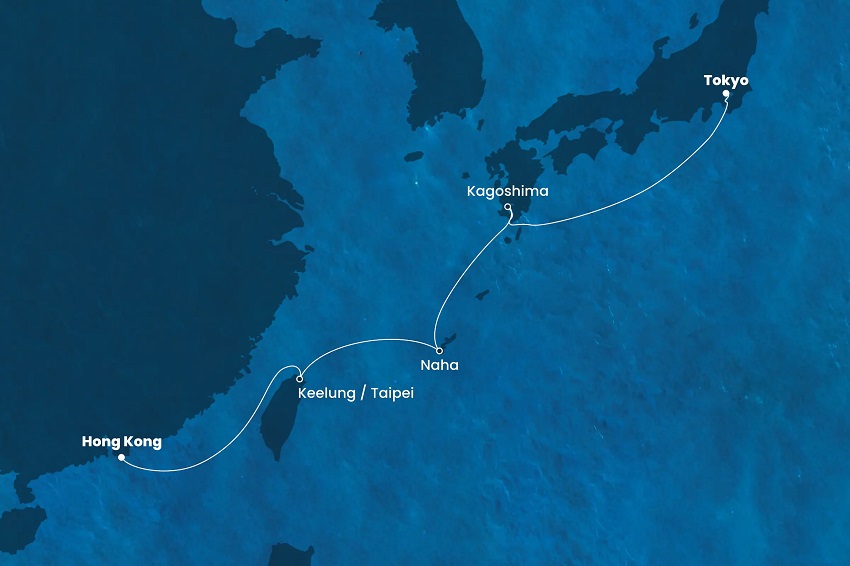 2025年11月のコスタセレーナ香港発東京着のクルーズ航路