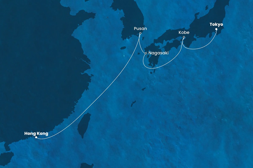 2025年11月のコスタセレーナ東京発香港着のクルーズ航路