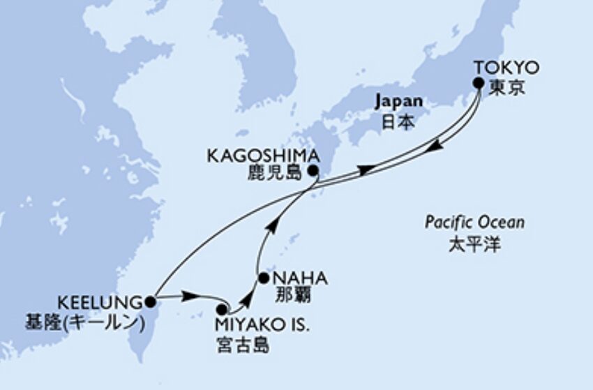 MSCベリッシマ 2025年4月30日発 ゴールデンウィーククルーズ航路