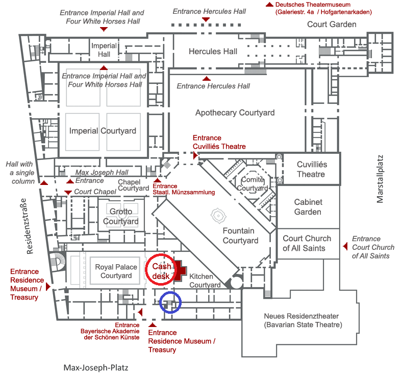 ミュンヘン・レジデンツの地図