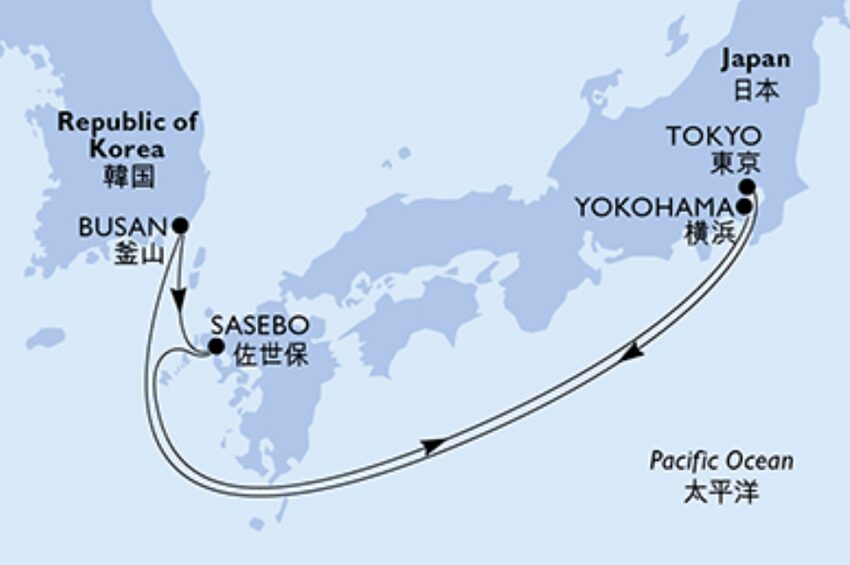 MSCベリッシマ 2025年5月8日発 九州韓国クルーズ航路