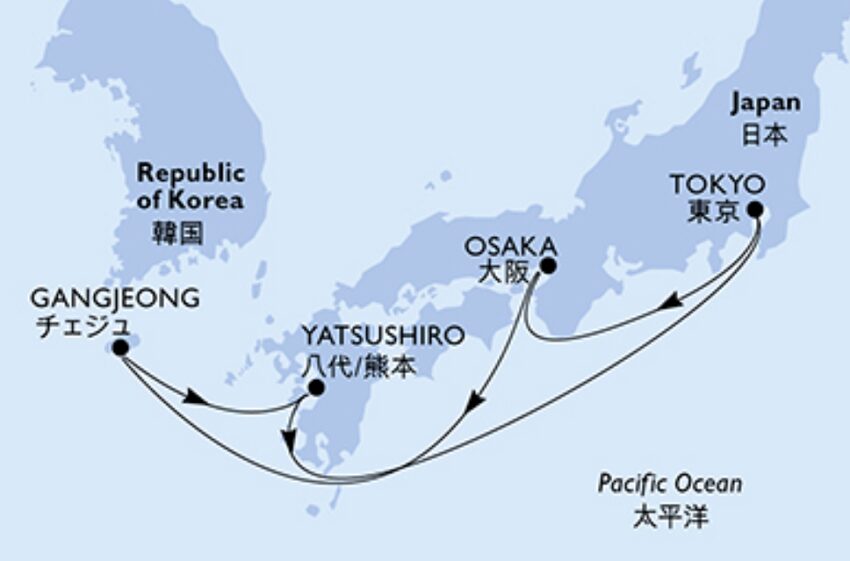 MSCベリッシマ2025年10月13日出発 西日本クルーズ航路