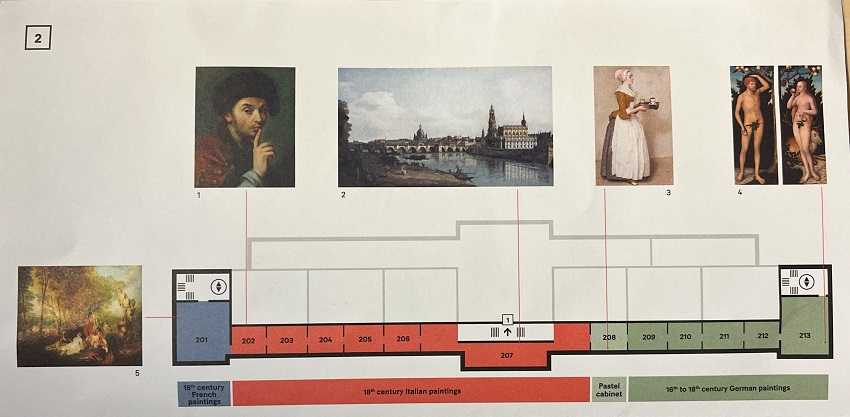 ドレスデンのアルテ・マイスター絵画館　1階の地図
